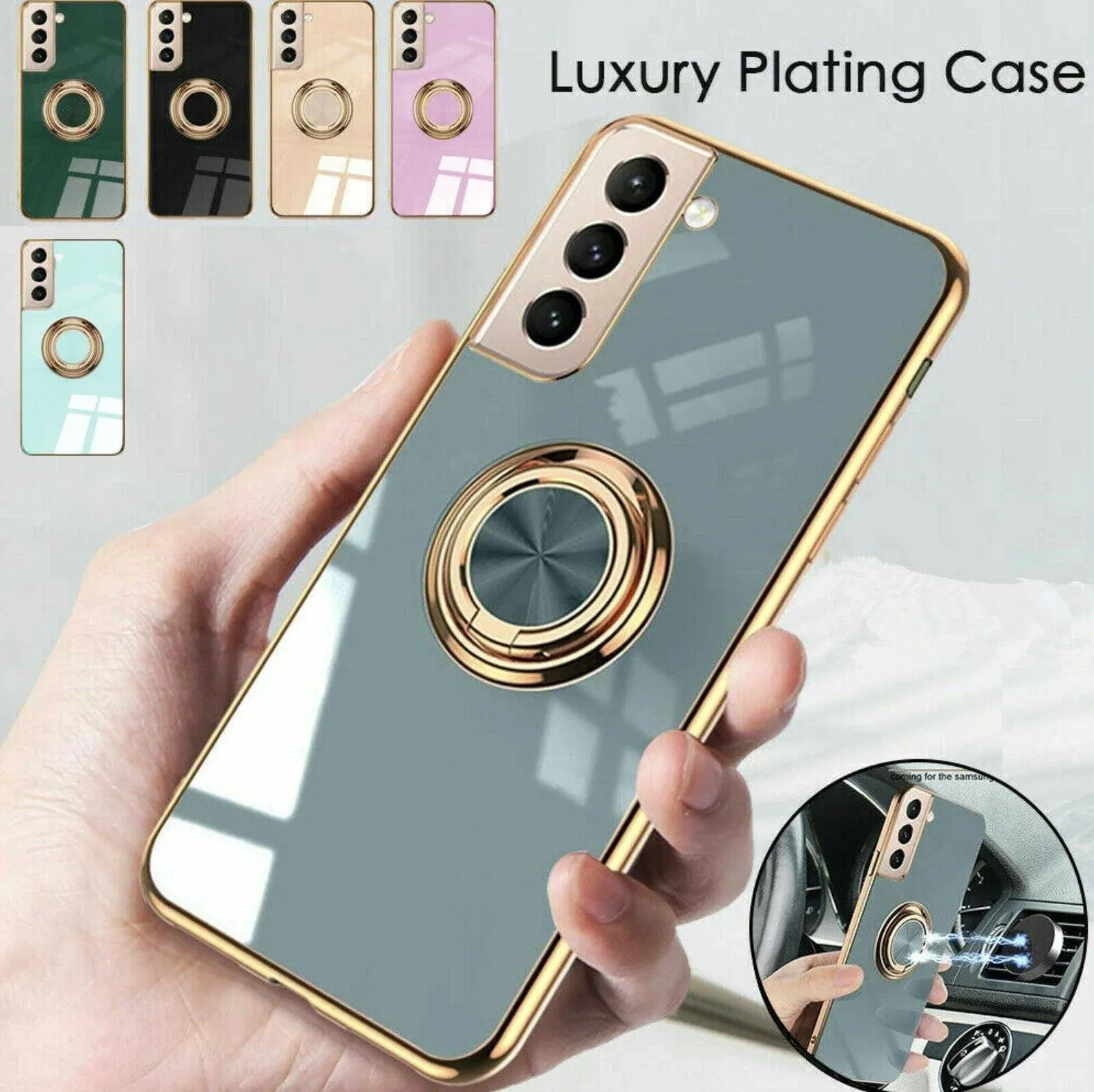 Black Shockproof Ring Holder Case Cover for Samsung S22 Ultra Plus Note 20 view 2