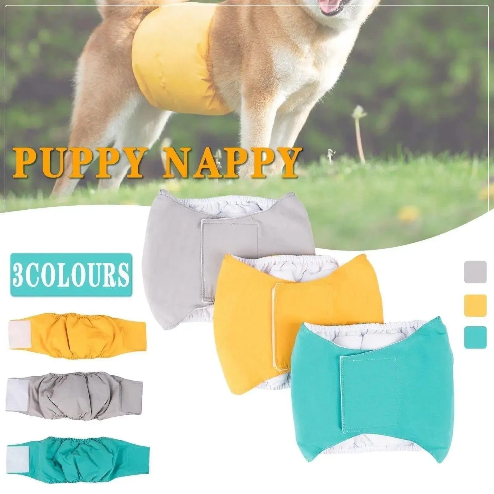 XS Male Dog Puppy Nappy Diaper Belly Wrap Band Sanitary Pants Underpants - Yellow view 2