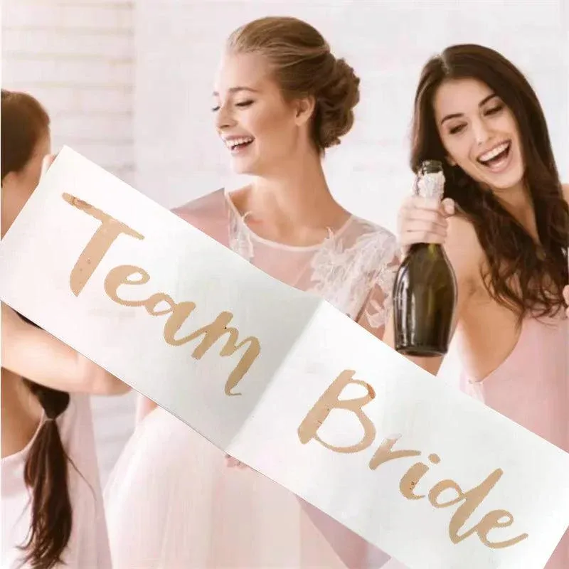 Bridal Party Sash Rose Gold Bride Bridesmaid Maid Honour Mother Hens Night view 13