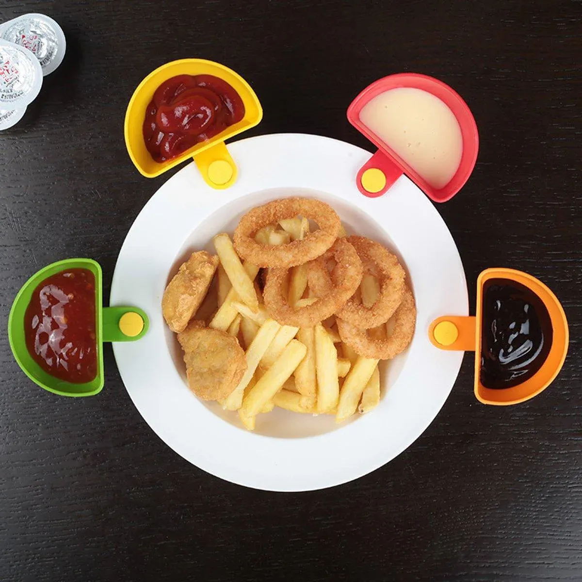 8PCS Plastic Salad Dressing Box Set Double Clip Bowl Snack Container with Spoon view 5