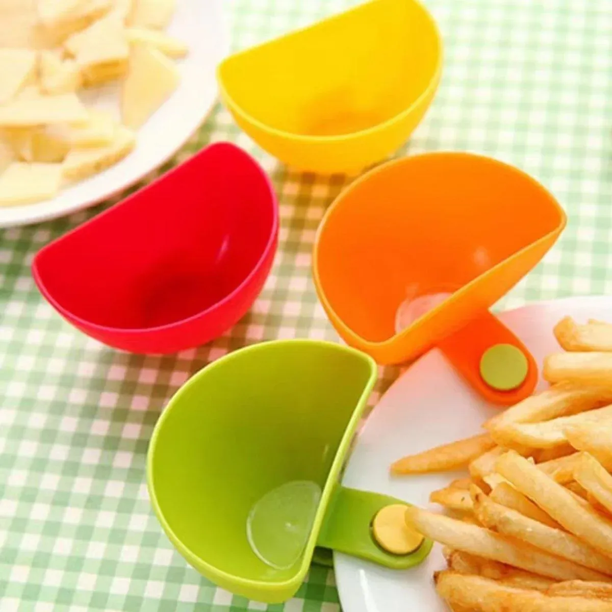 8PCS Plastic Salad Dressing Box Set Double Clip Bowl Snack Container with Spoon view 7