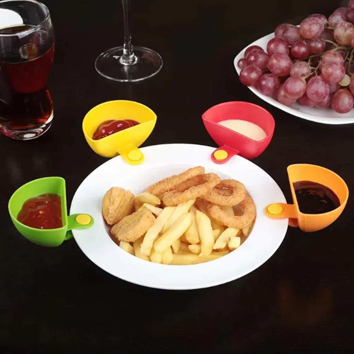 8PCS Plastic Salad Dressing Box Set Double Clip Bowl Snack Container with Spoon view 10