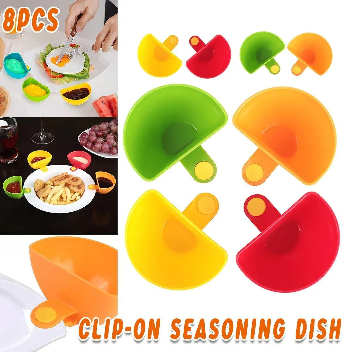 8PCS Plastic Salad Dressing Box Set Double Clip Bowl Snack Container with Spoon view 13