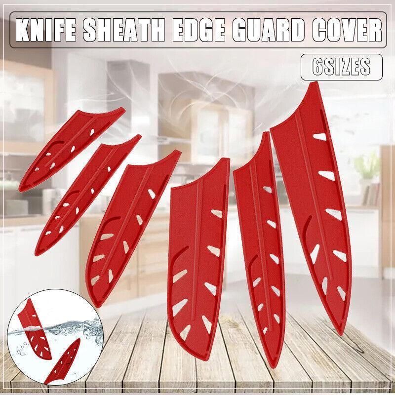 Plastic Knife Sheath Edge Guard Cover Scabbard Slicing Blade Red Protector view 2