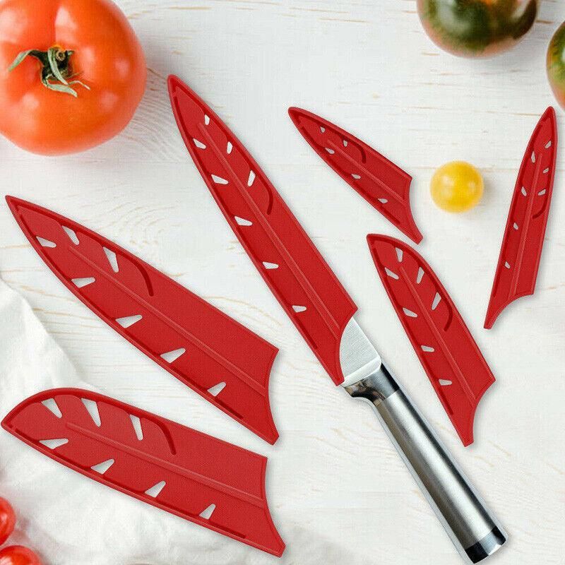 Plastic Knife Sheath Edge Guard Cover Scabbard Slicing Blade Red Protector view 4