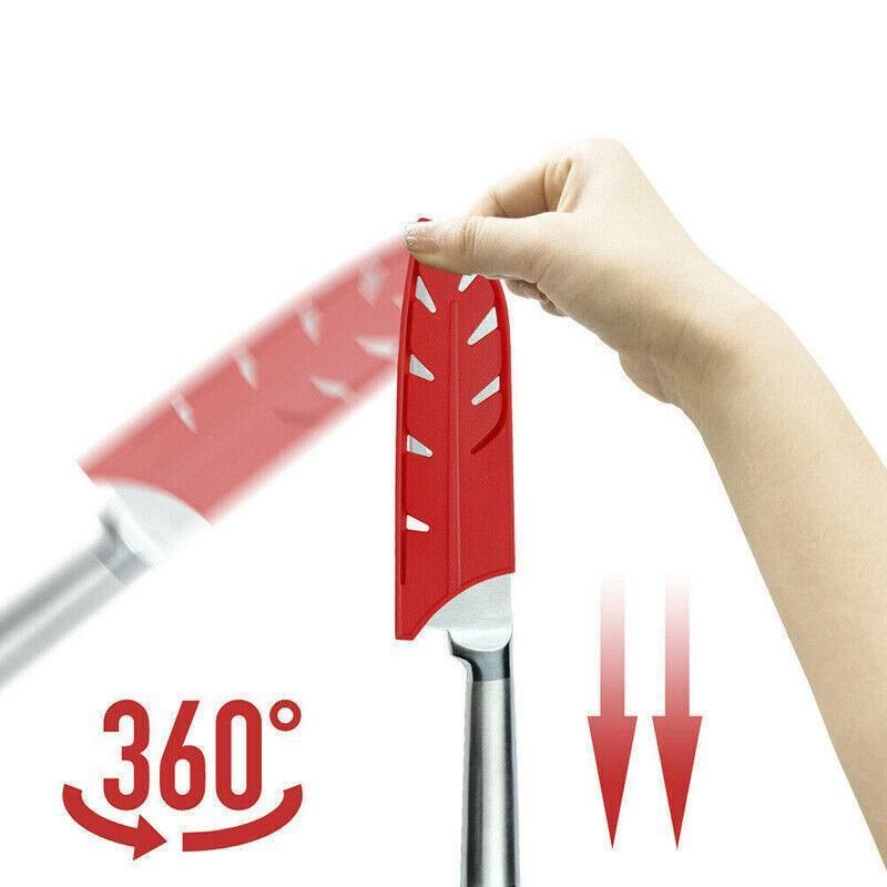 Plastic Knife Sheath Edge Guard Cover Scabbard Slicing Blade Red Protector view 5