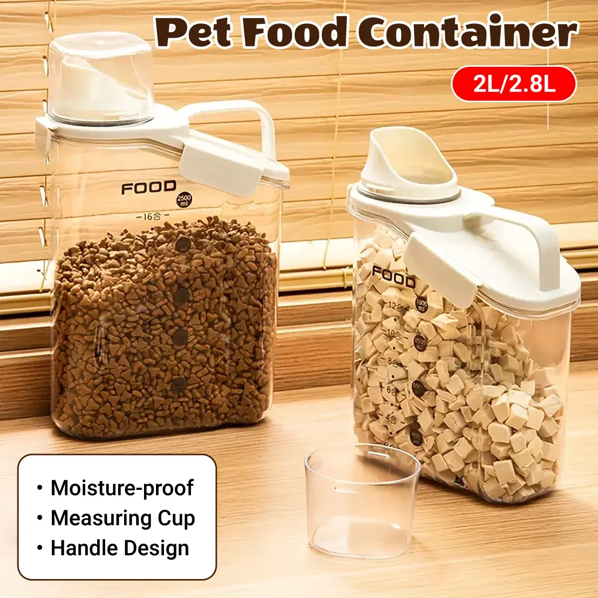 2Sizes Portable Transparent Grain Storage Jar Cat Food Rice Snack Tea view 2