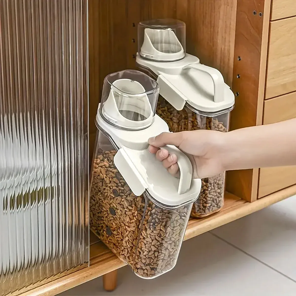 2Sizes Portable Transparent Grain Storage Jar Cat Food Rice Snack Tea view 6