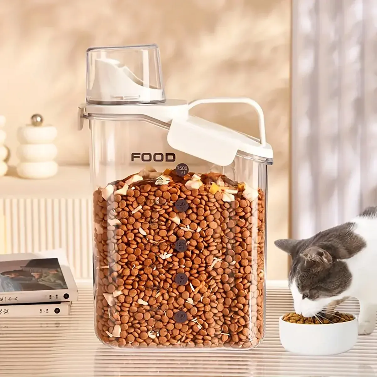 2Sizes Portable Transparent Grain Storage Jar Cat Food Rice Snack Tea view 7