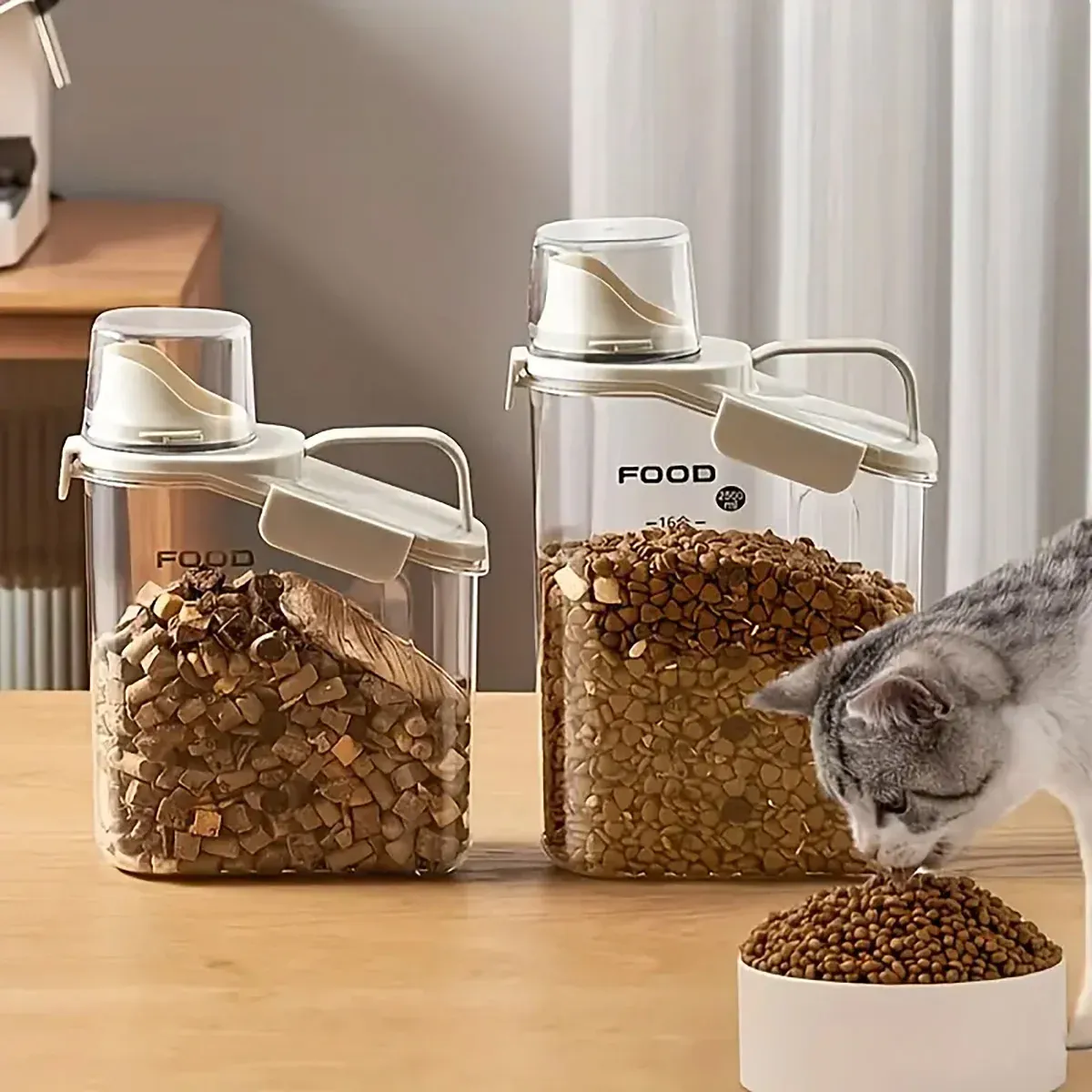 2Sizes Portable Transparent Grain Storage Jar Cat Food Rice Snack Tea view 9