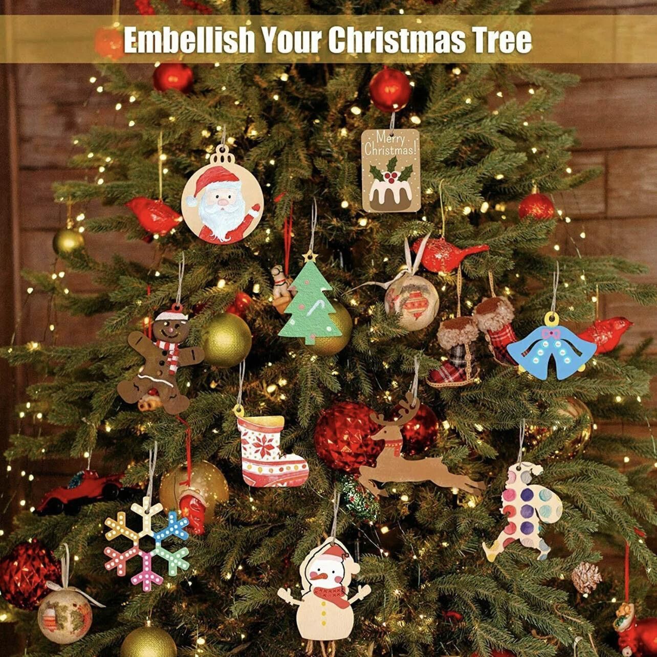 Wooden Christmas Hanging Ornament for Tree DIY Craft Decoration 10pcs - Bell view 5