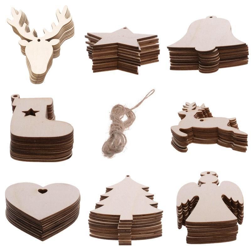 Wooden Christmas Hanging Ornament for Tree DIY Craft Decoration 10pcs view 3