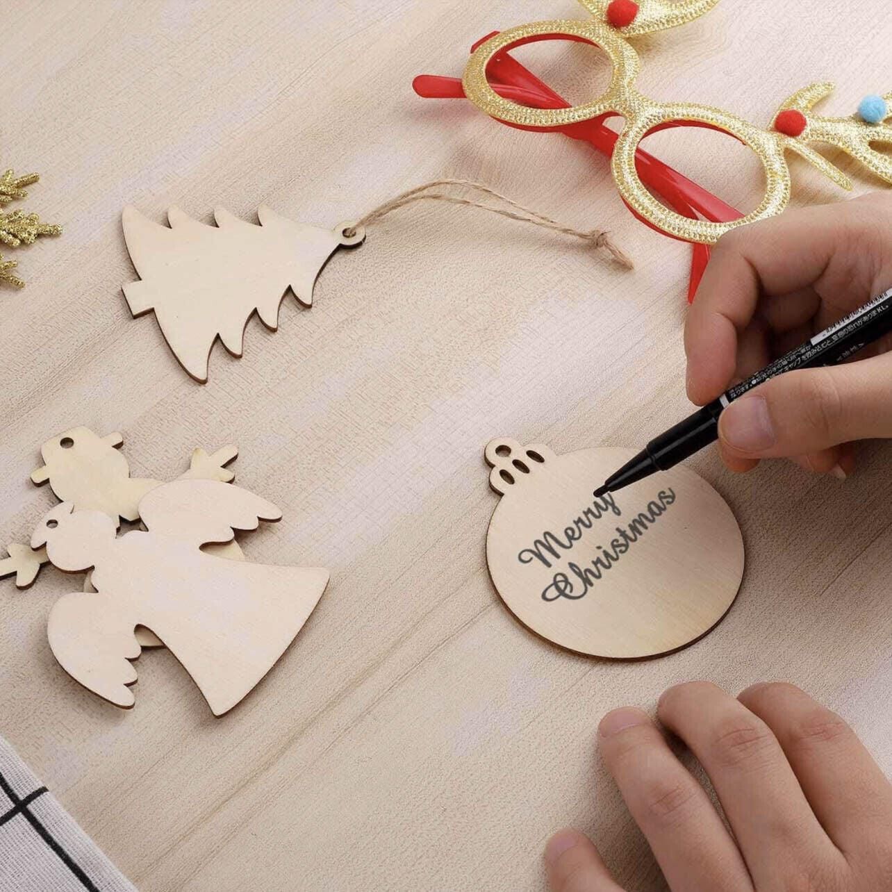 Wooden Christmas Hanging Ornament for Tree DIY Craft Decoration 10pcs view 4
