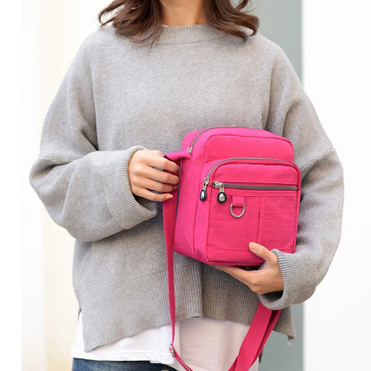 Ladies Shoulder Bag Nylon Fabric Lightweight Crossbody Small Casual Handbag view 9