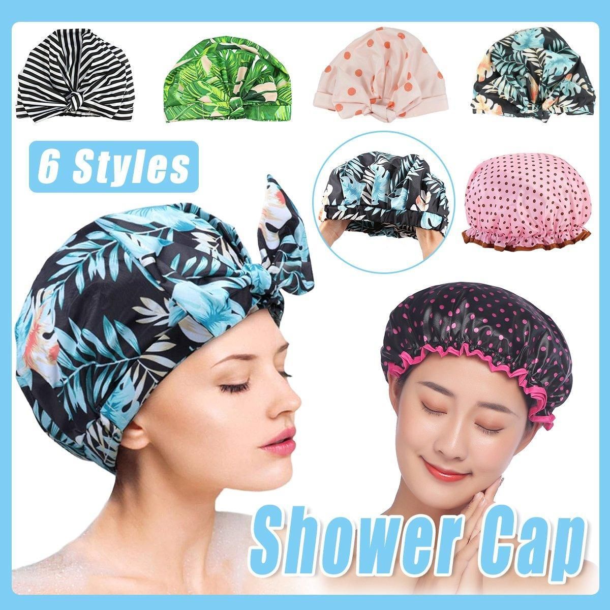 Woman Shower Cap Reusable Long Hair Large Turban Bathroom Waterproof Hair Cap view 2