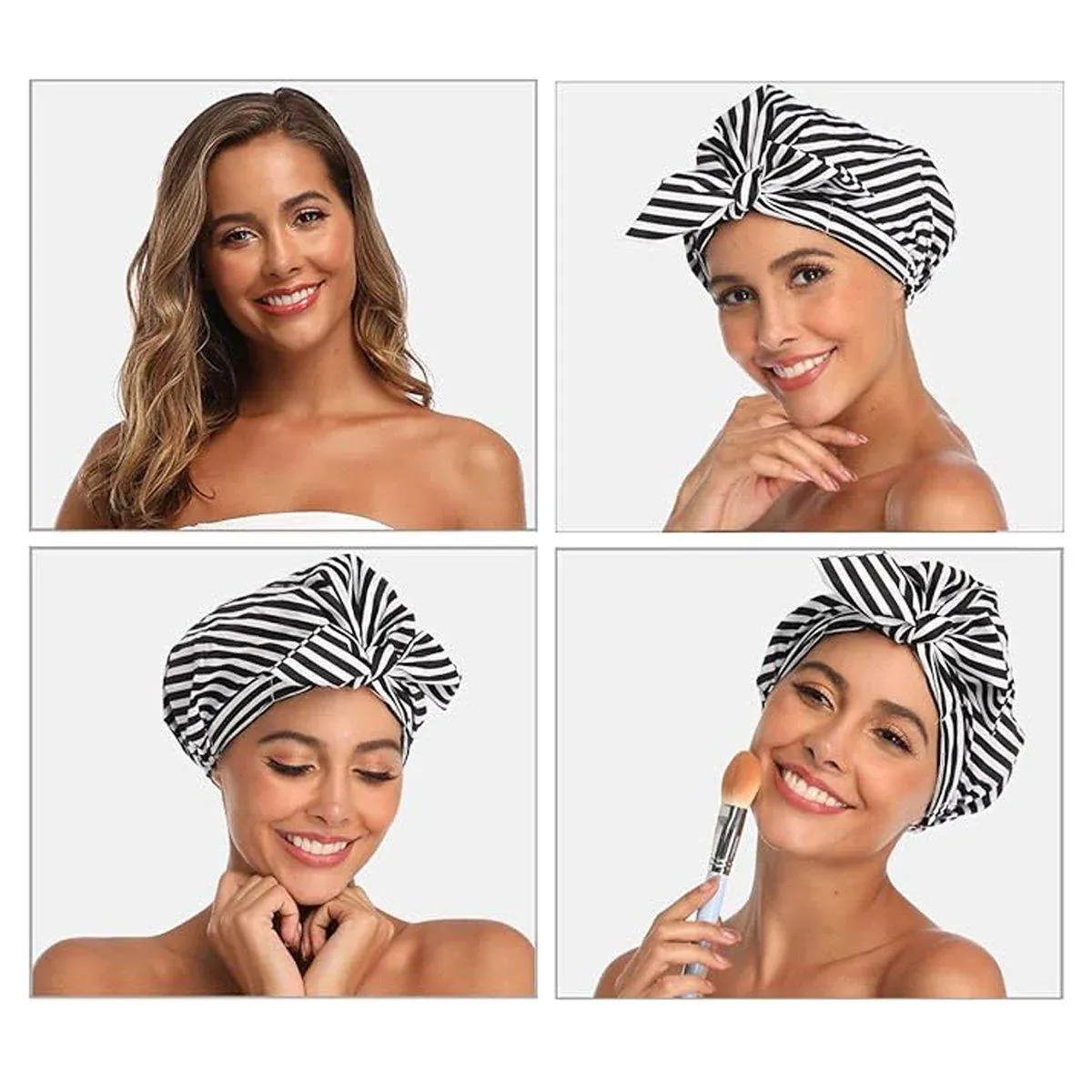 Woman Shower Cap Reusable Long Hair Large Turban Bathroom Waterproof Hair Cap view 7