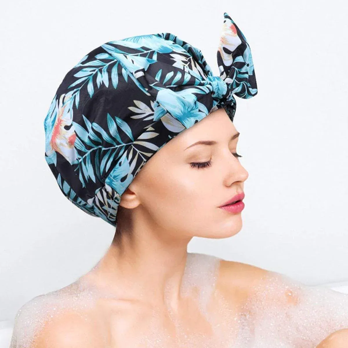 Woman Shower Cap Reusable Long Hair Large Turban Bathroom Waterproof Hair Cap view 10