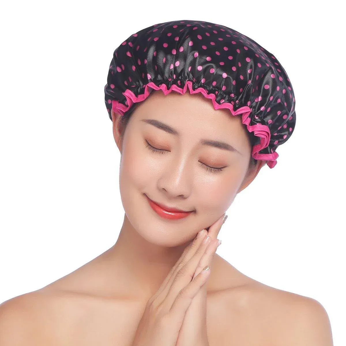 Woman Shower Cap Reusable Long Hair Large Turban Bathroom Waterproof Hair Cap view 12