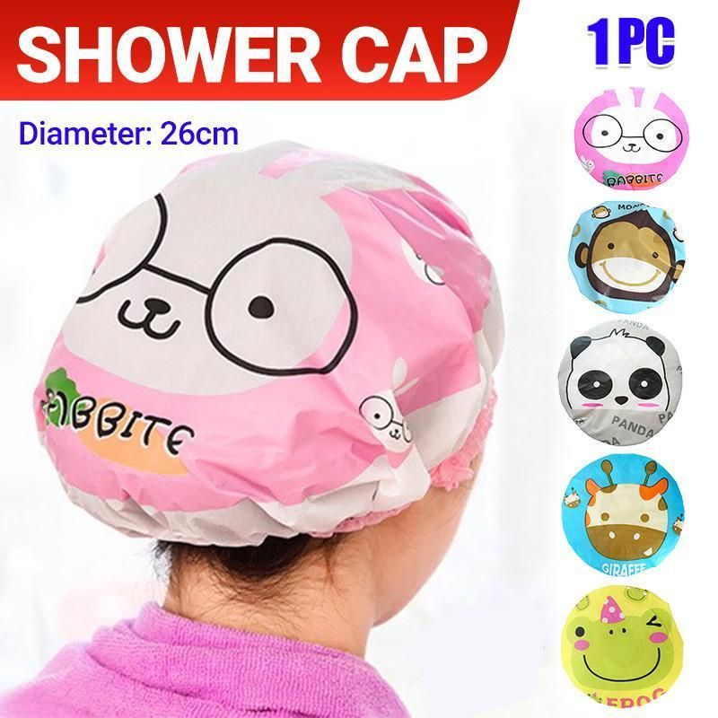 Reusable Women Girls Hair Wrap Waterproof Shower Bath Shower Cap Hat - Frog view 2