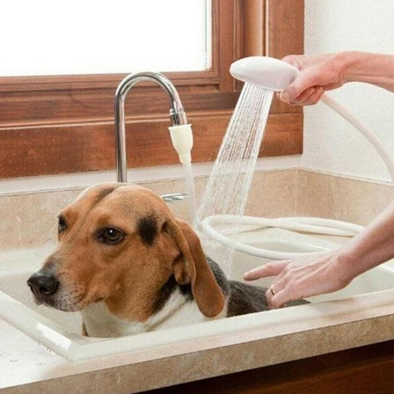 Pet Shower Spray Hose Single Tap Sink Bath Washing Holder Dog Head Attachment view 5