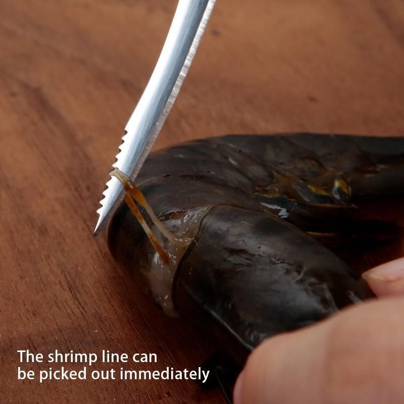 2PCS Shrimp Deveiner and Shellfish Opener Knife Set Stainless Steel Wood Handle view 4