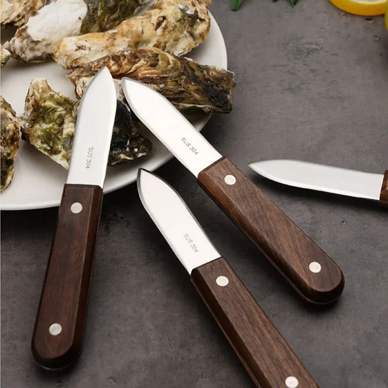 2PCS Shrimp Deveiner and Shellfish Opener Knife Set Stainless Steel Wood Handle view 7