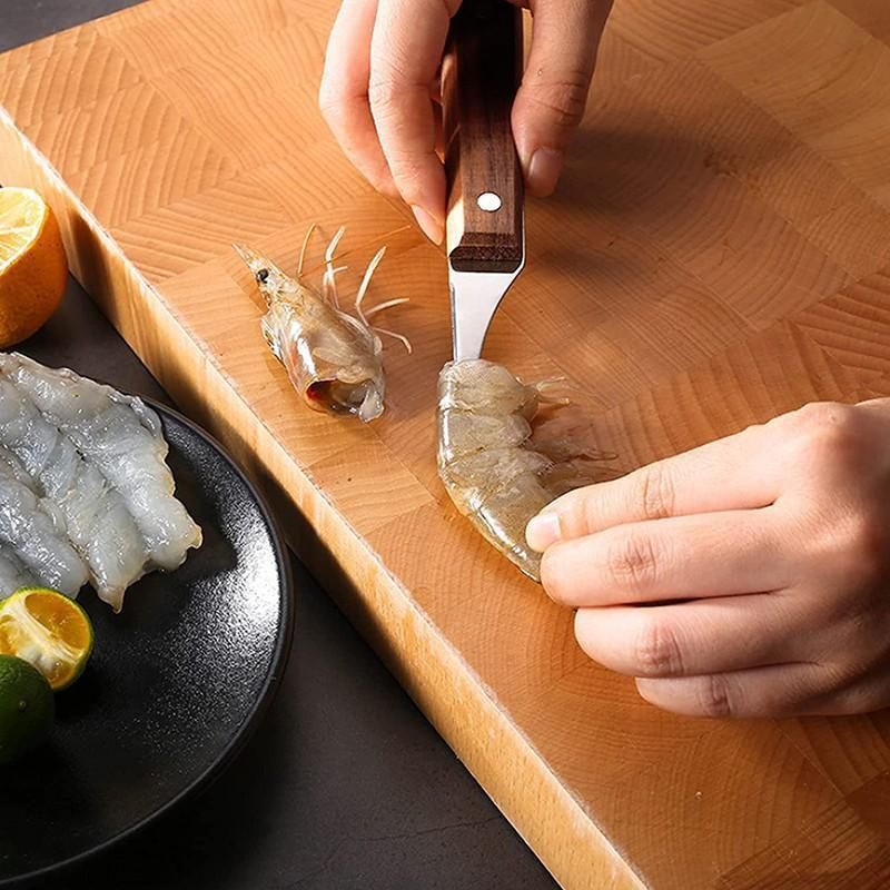 2PCS Shrimp Deveiner and Shellfish Opener Knife Set Stainless Steel Wood Handle view 8