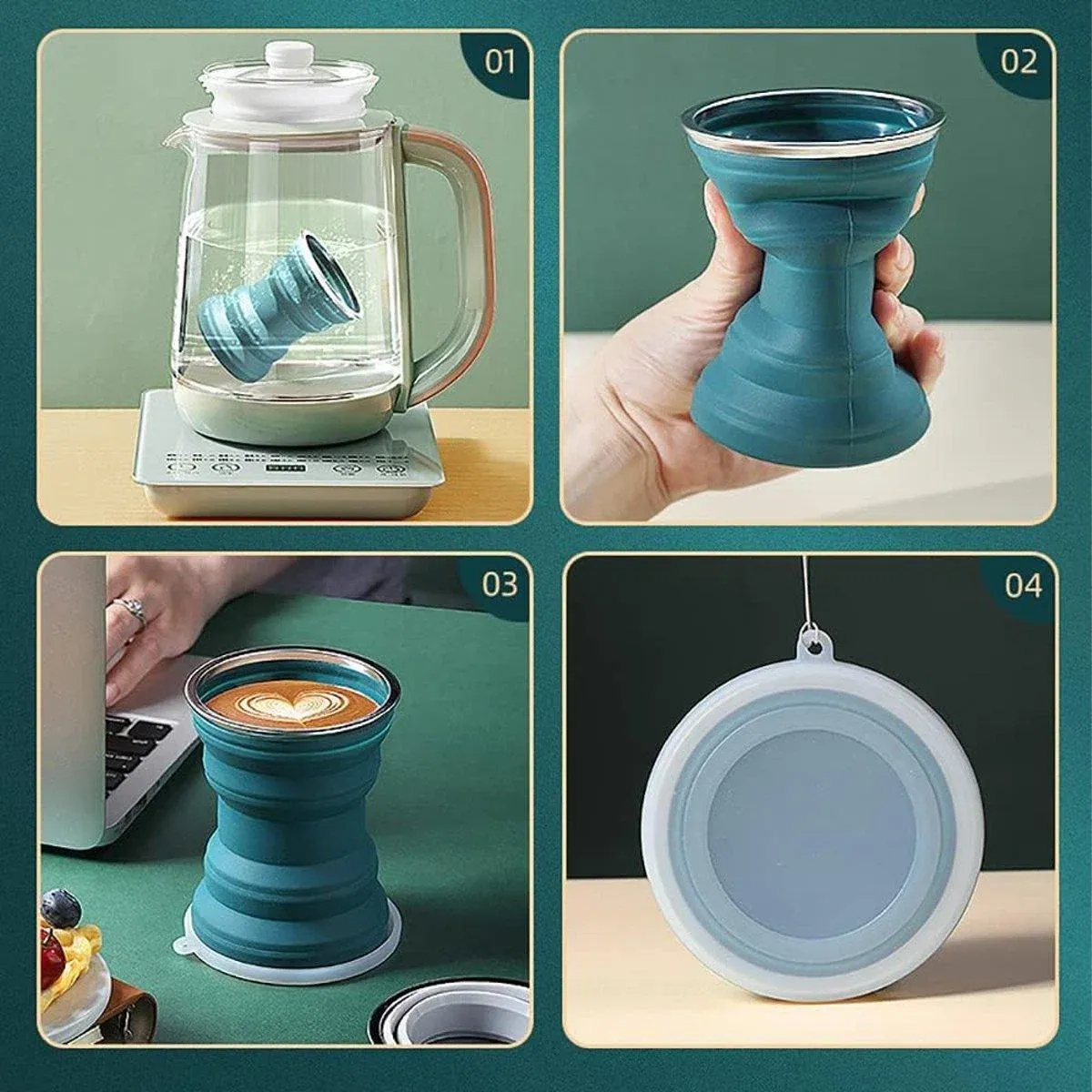Silicone Folding Travel Mug Portable Retractable Collapsible Mug Outdoor view 6