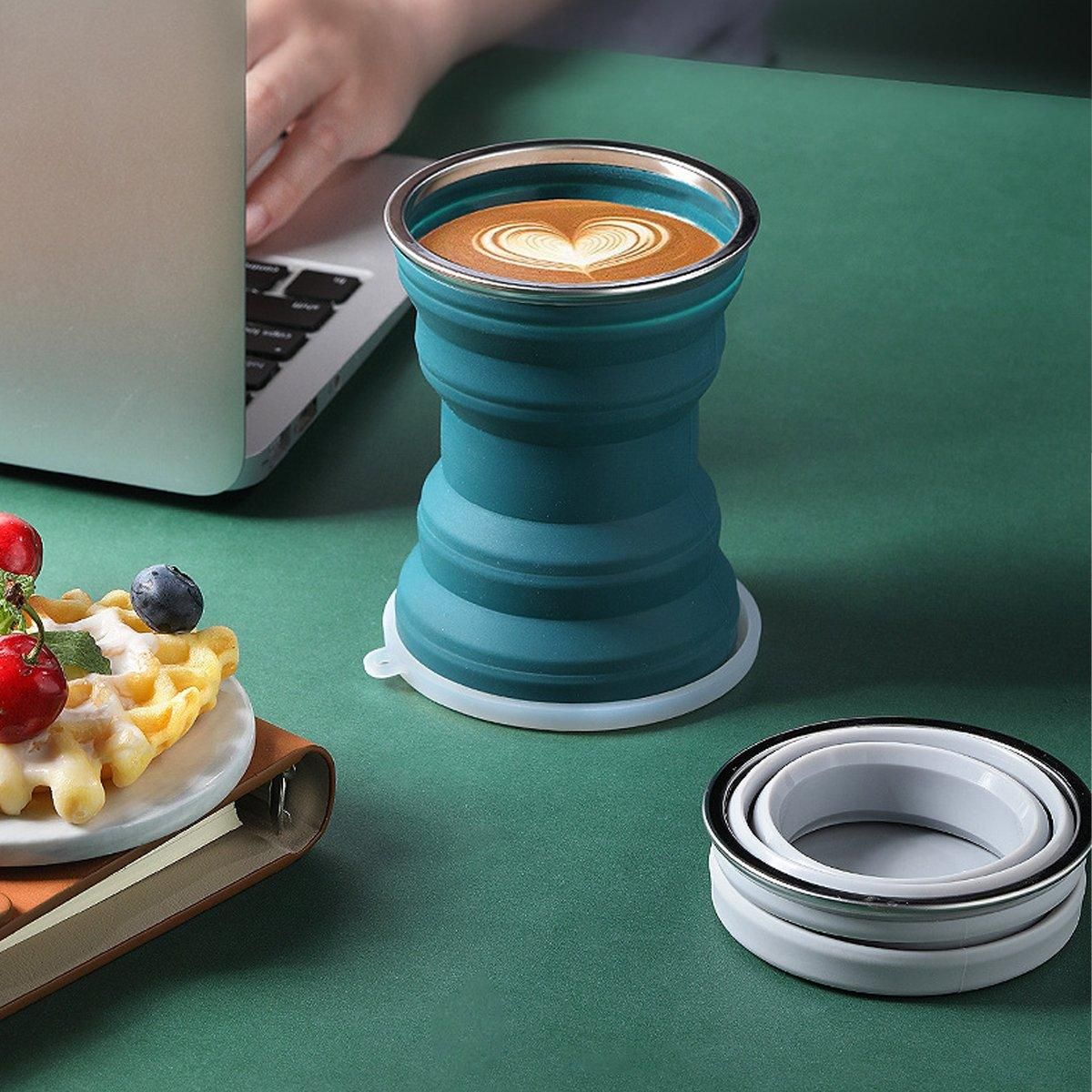 Silicone Folding Travel Mug Portable Retractable Collapsible Mug Outdoor view 5