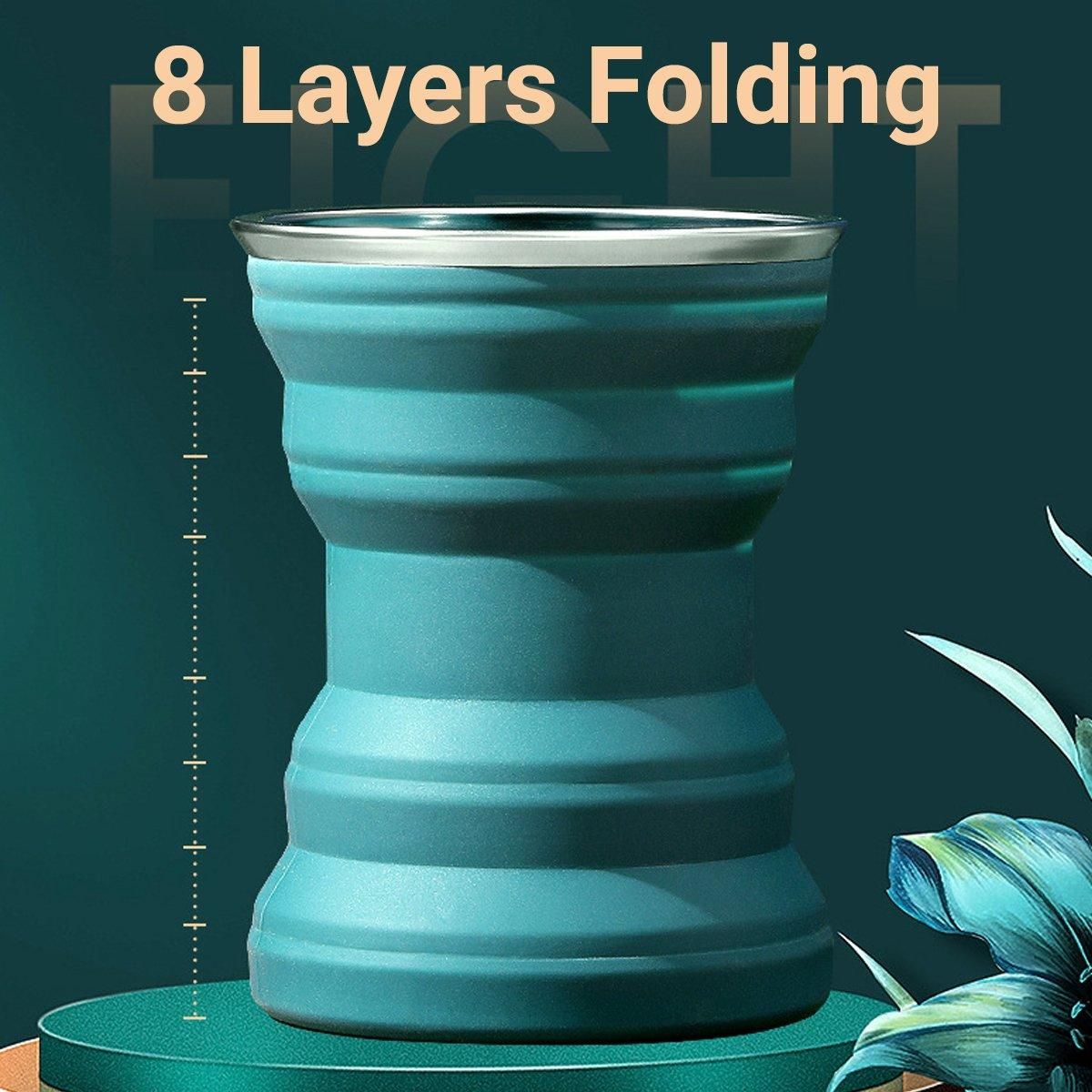 Silicone Folding Travel Mug Portable Retractable Collapsible Mug Outdoor view 10