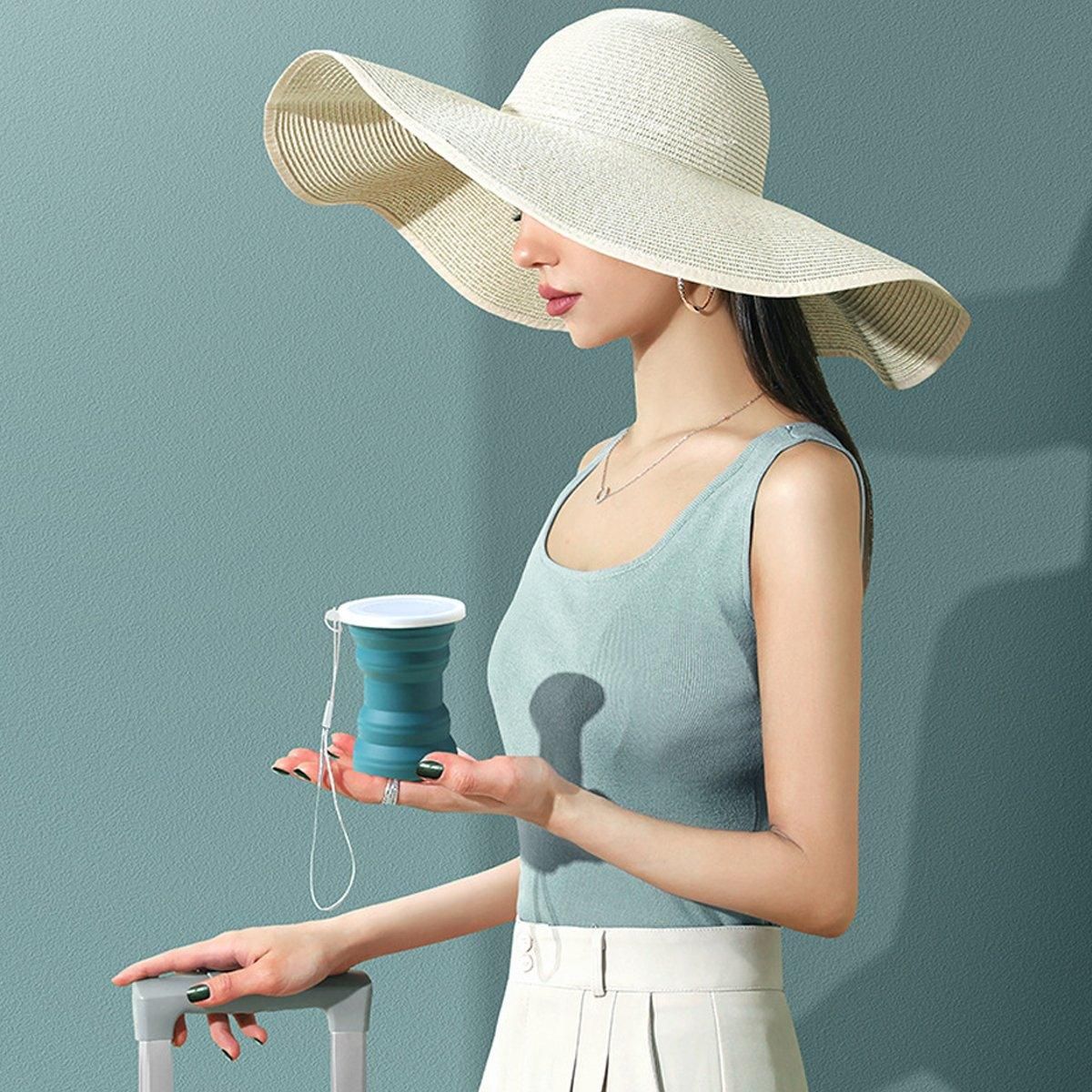 Silicone Folding Travel Mug Portable Retractable Collapsible Mug Outdoor view 13