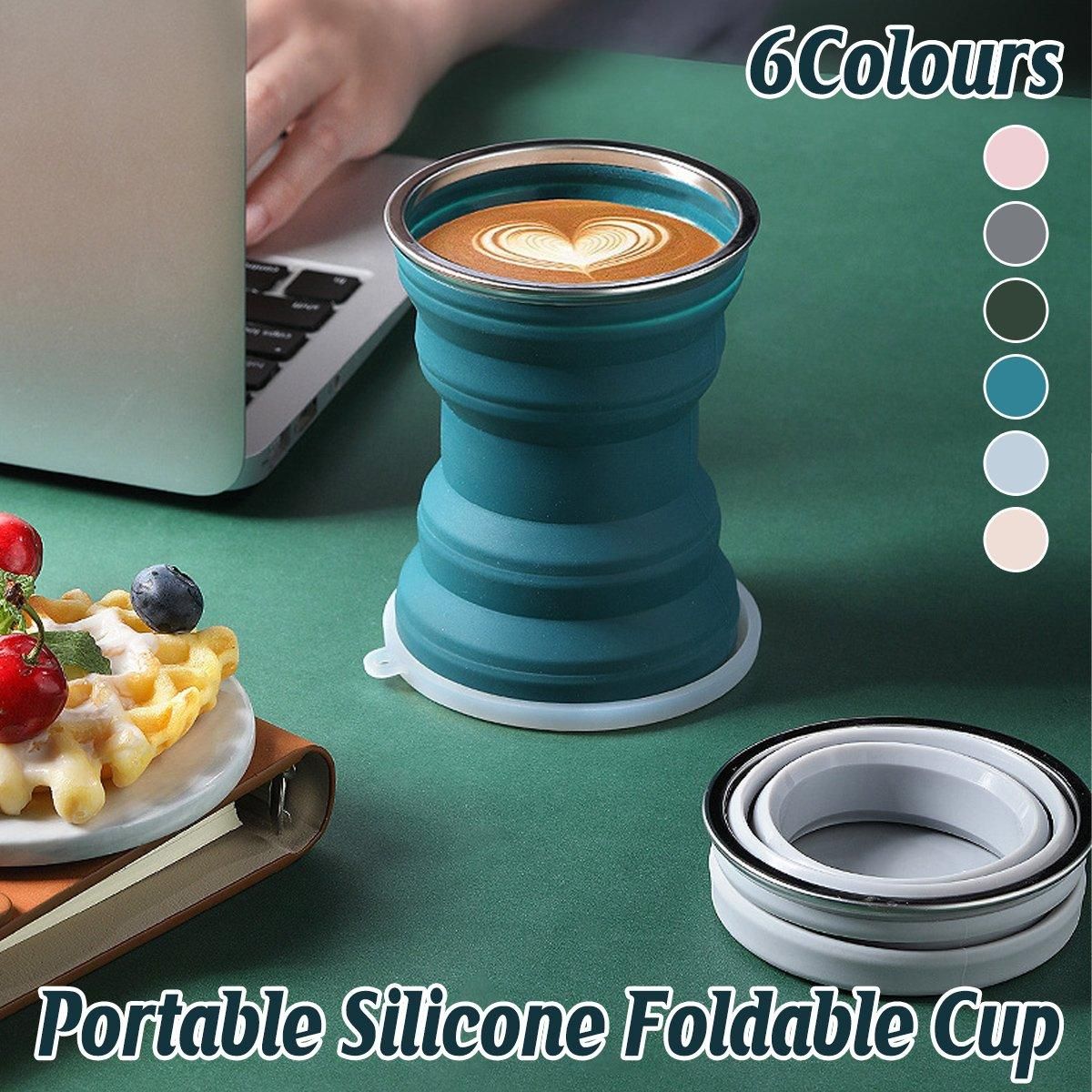 Silicone Folding Travel Mug Portable Retractable Collapsible Mug Outdoor view 14