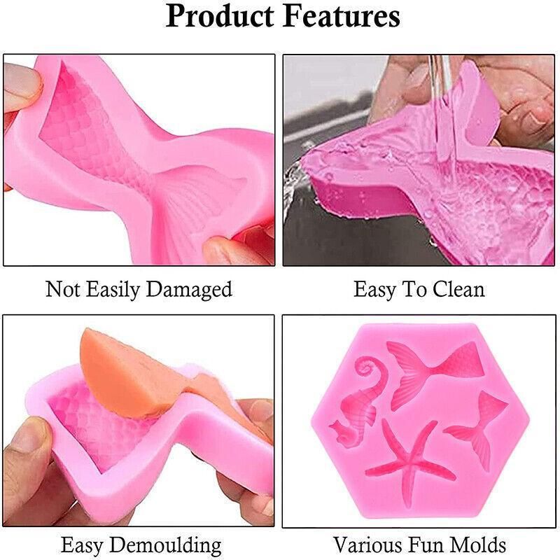 Mermaid Tail Sea Shell Silicone Cake Fondant Sugarcraft Mould Chocolate Mold view 5