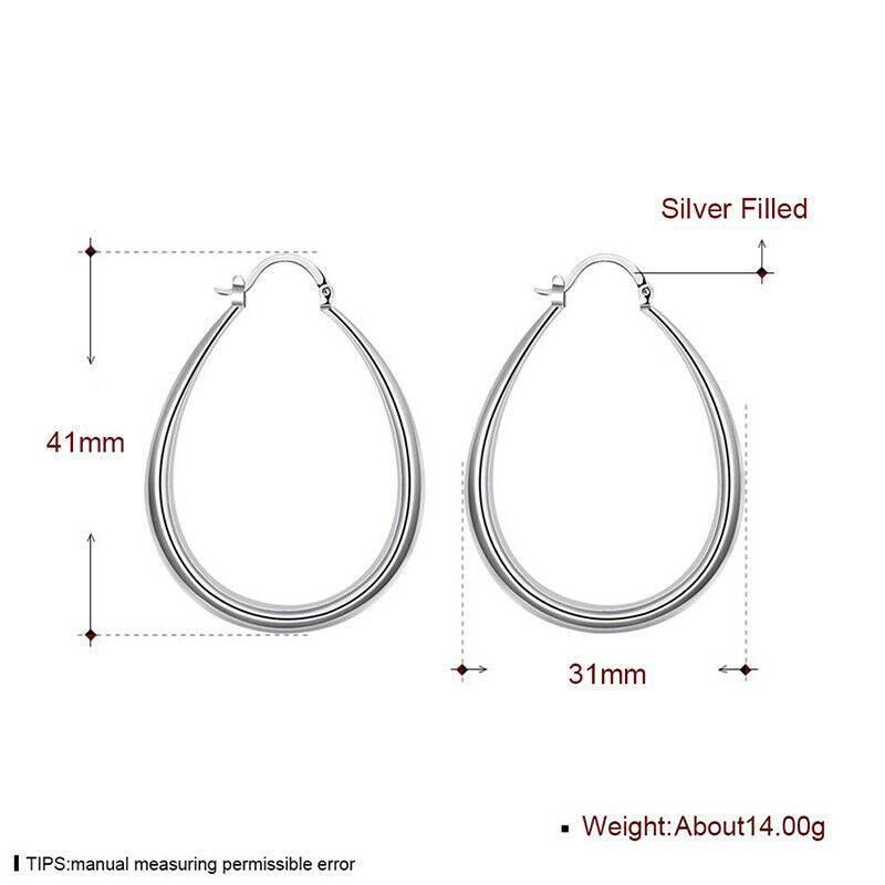Elegant Teardrop Silver Filled Hoop Earrings 41mm Lightweight Fashion Jewelry view 3