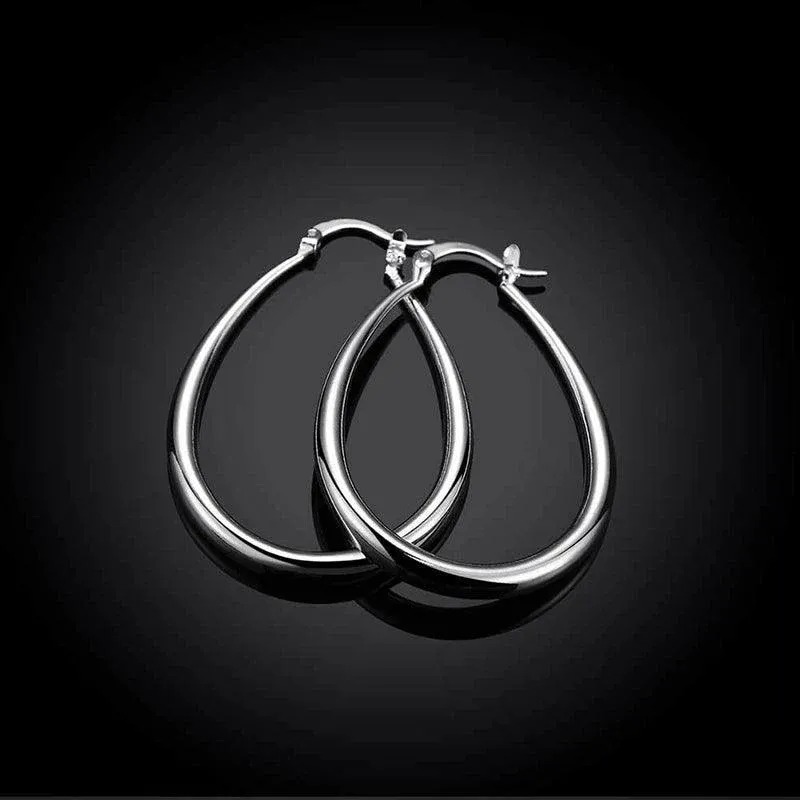 Elegant Teardrop Silver Filled Hoop Earrings 41mm Lightweight Fashion Jewelry view 6