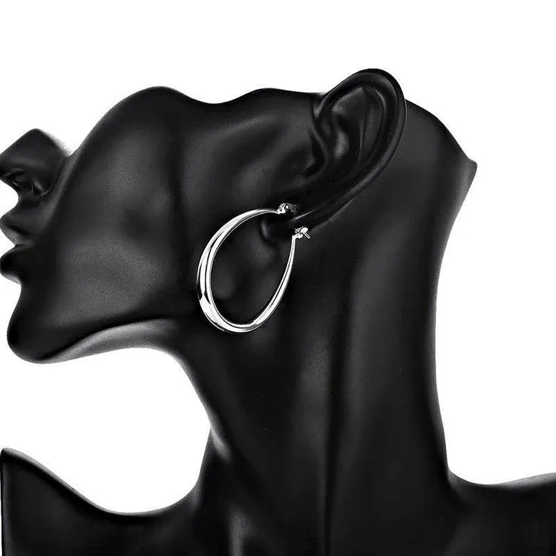 Elegant Teardrop Silver Filled Hoop Earrings 41mm Lightweight Fashion Jewelry view 7