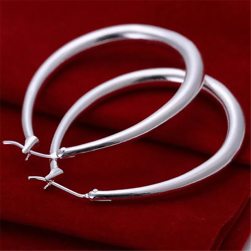 Elegant Teardrop Silver Filled Hoop Earrings 41mm Lightweight Fashion Jewelry view 8