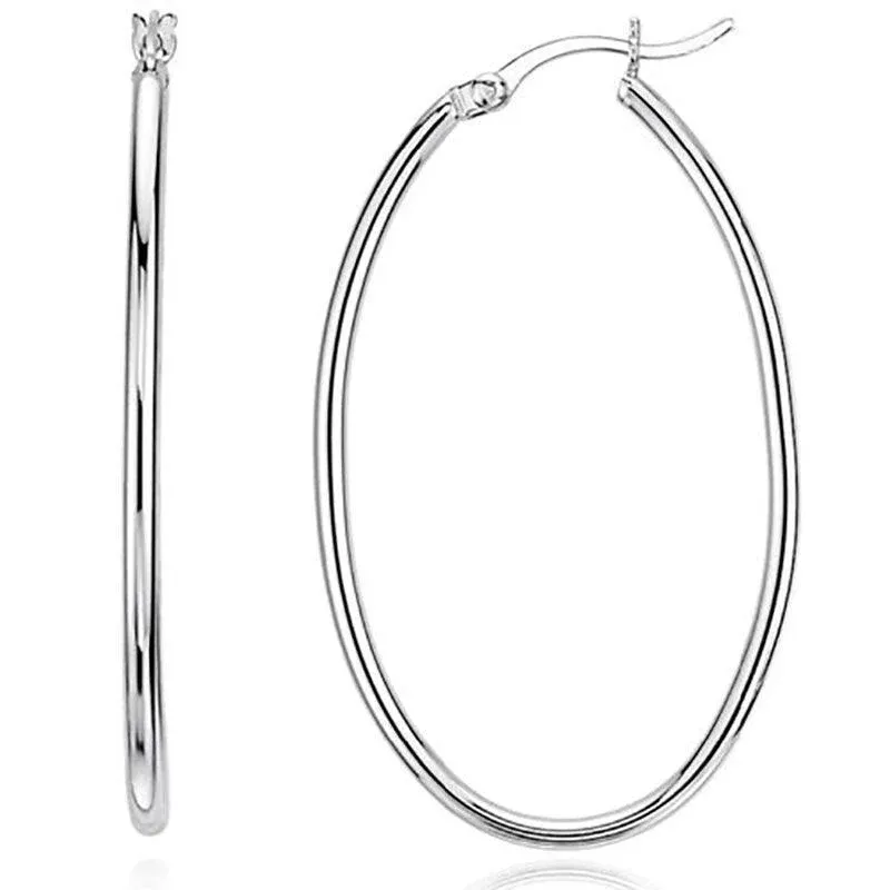 Elegant Teardrop Silver Filled Hoop Earrings 41mm Lightweight Fashion Jewelry view 10