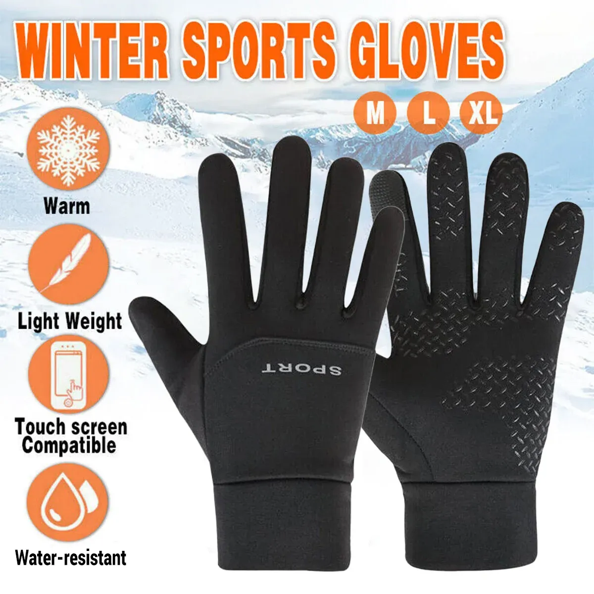 Winter Warm Thermal Outdoor Sports Waterproof Windproof Touch Screen Ski view 2