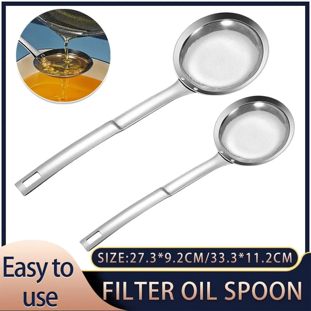 Oil Separator Spoon Mesh Fine Hole Filter Degreasing Residue Cooking Tool - Samll view 2