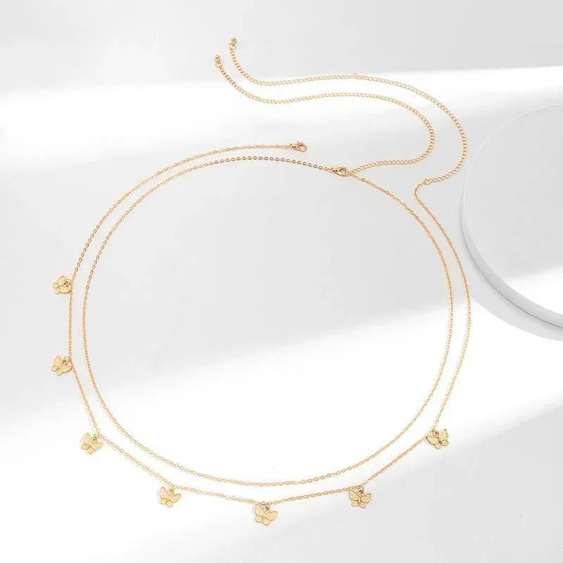 Waist Chain Tassel Butterfly Pendant Double Layer Ladies Body Chain - Gold view 7