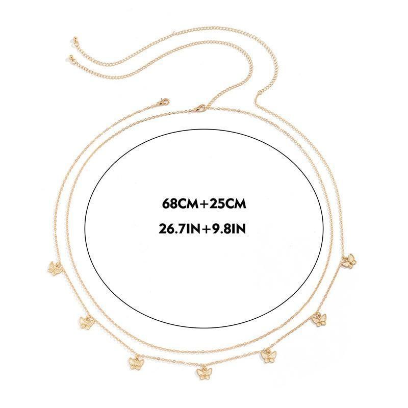 Waist Chain Tassel Butterfly Pendant Double Layer Ladies Body Chain - Gold view 10