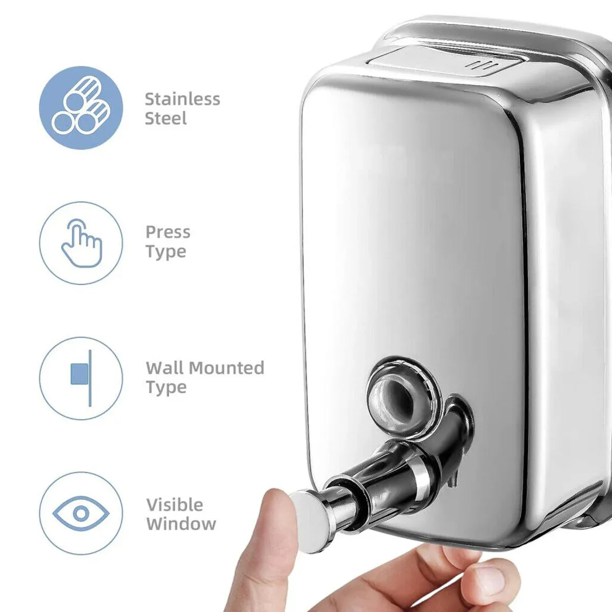 Stainless Steel Wall Mounted Soap Dispenser Hotel Bathroom Sanitizer Bottle view 4