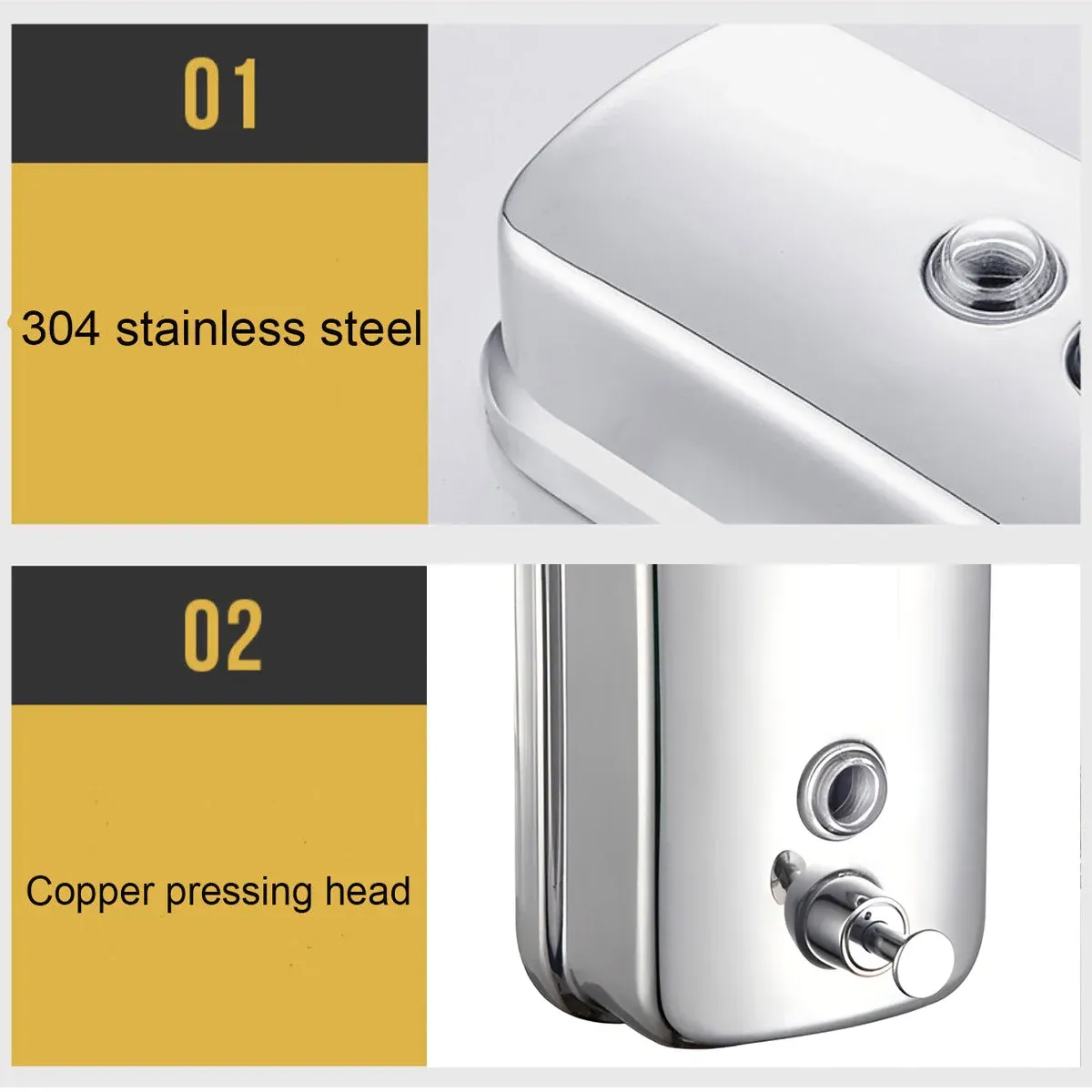 Stainless Steel Wall Mounted Soap Dispenser Hotel Bathroom Sanitizer Bottle view 5