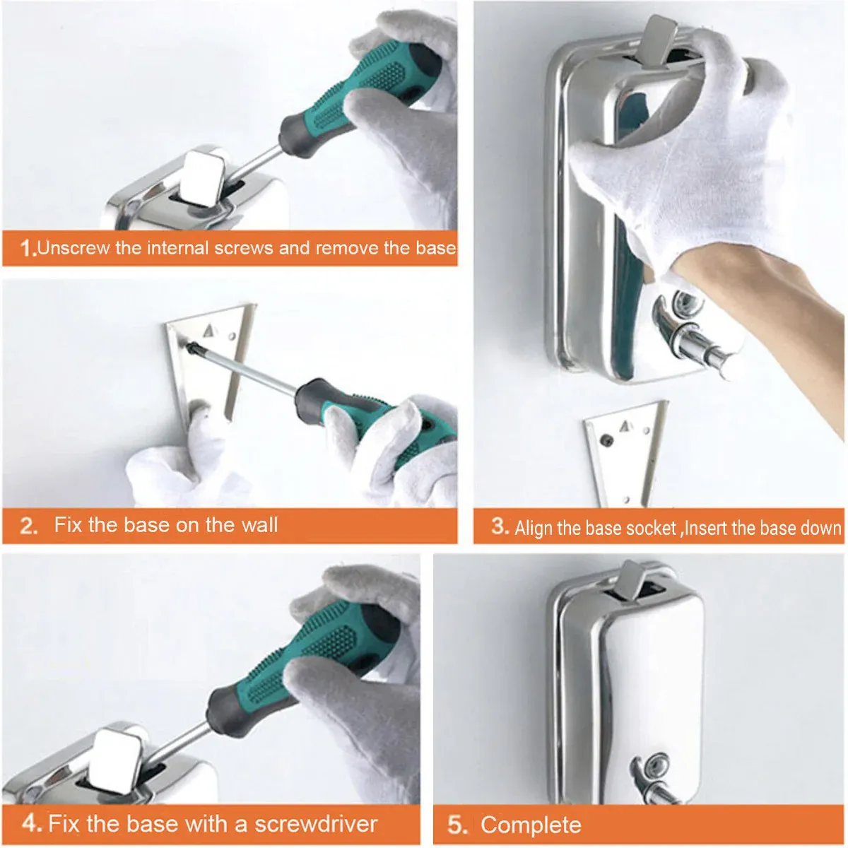 Stainless Steel Wall Mounted Soap Dispenser Hotel Bathroom Sanitizer Bottle view 9
