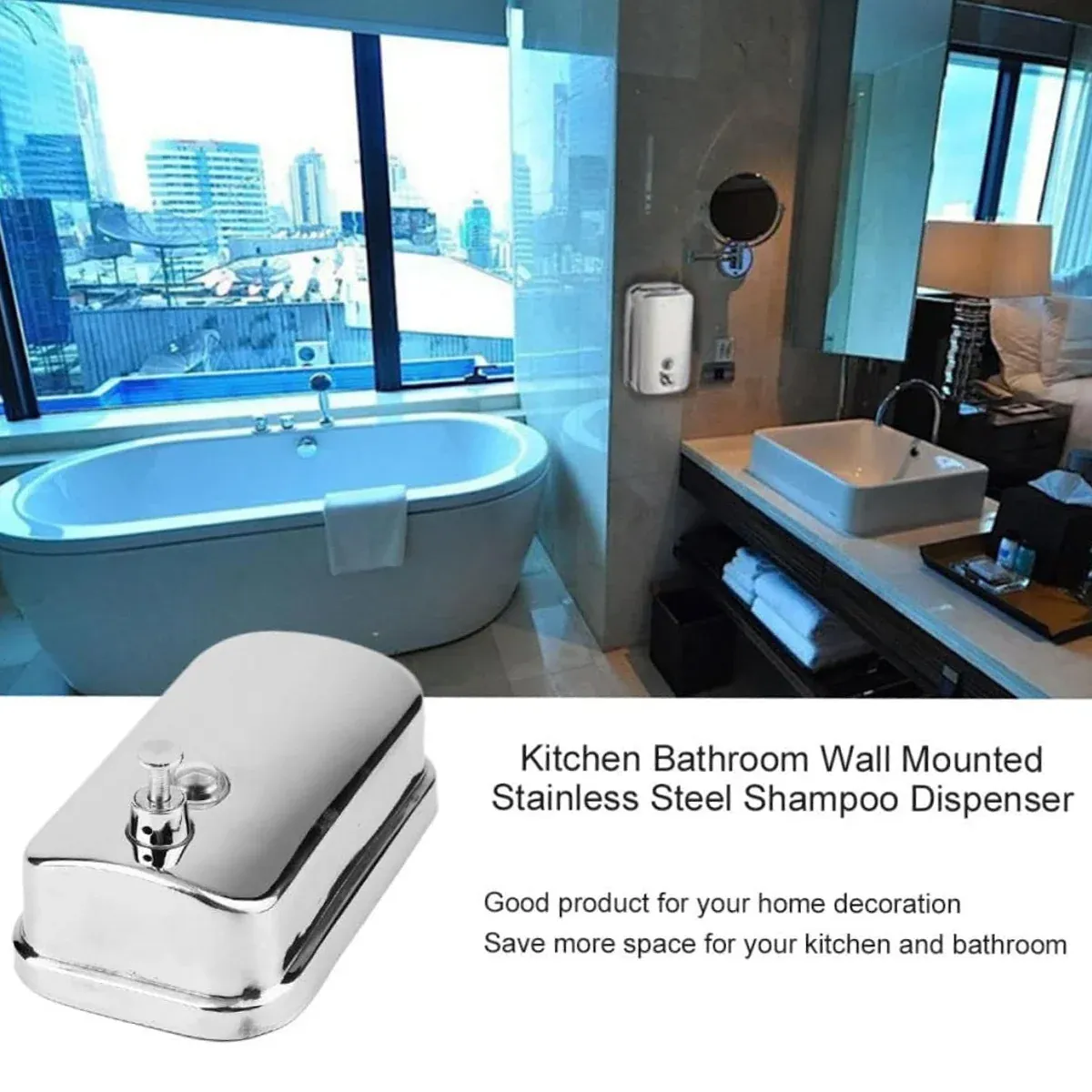 Stainless Steel Wall Mounted Soap Dispenser Hotel Bathroom Sanitizer Bottle view 12