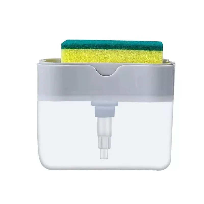 2 In 1 Soap Pump Dispenser Sponge Holder Dish Washing Liquid Container Kitchen
