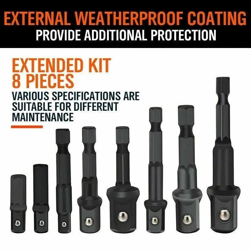 8PCS Power Drill Socket Adapter Extension Set Impact Nut Driver Hex Bit Tool Kit view 9
