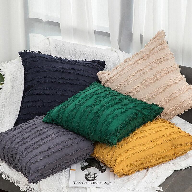 Boho Tassel Fringe Striped Cushion Cover Soft Home Decor Sofa Throw Pillow view 10