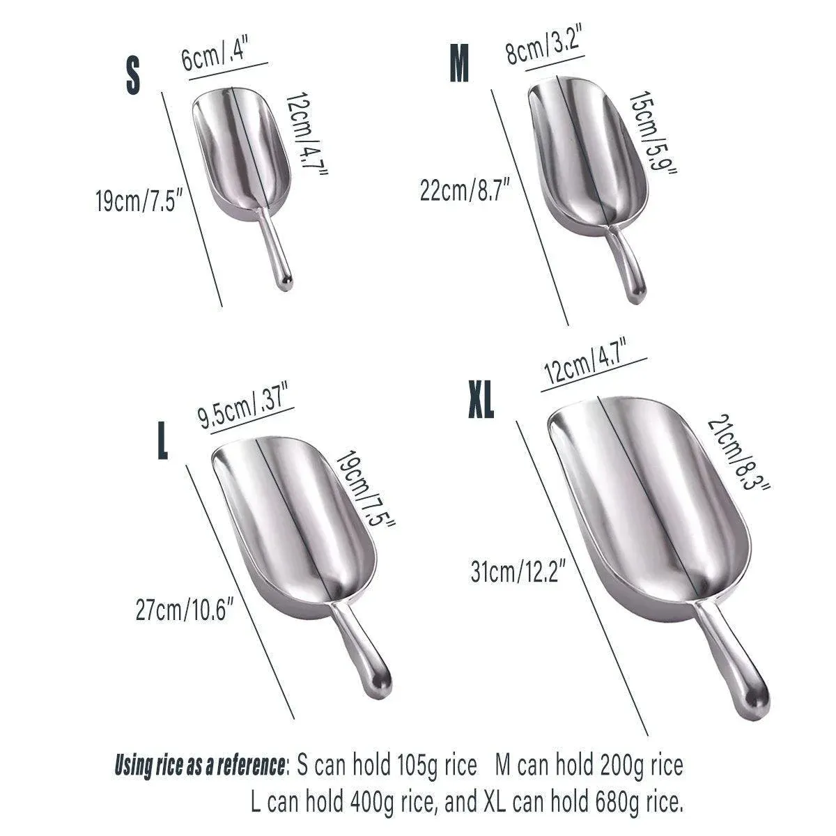 4 Sizes Aluminum Alloy Ice Shovel Flour Rice Scoop Multipurpose Kitchen Tool - M view 4
